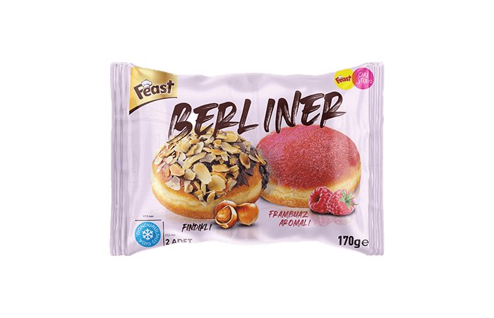 Almond Berliner with Raspberry Flavor & Hazelnut Cream